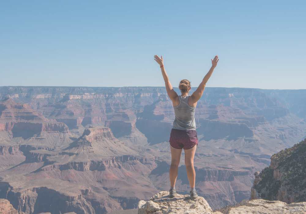Woman power posing