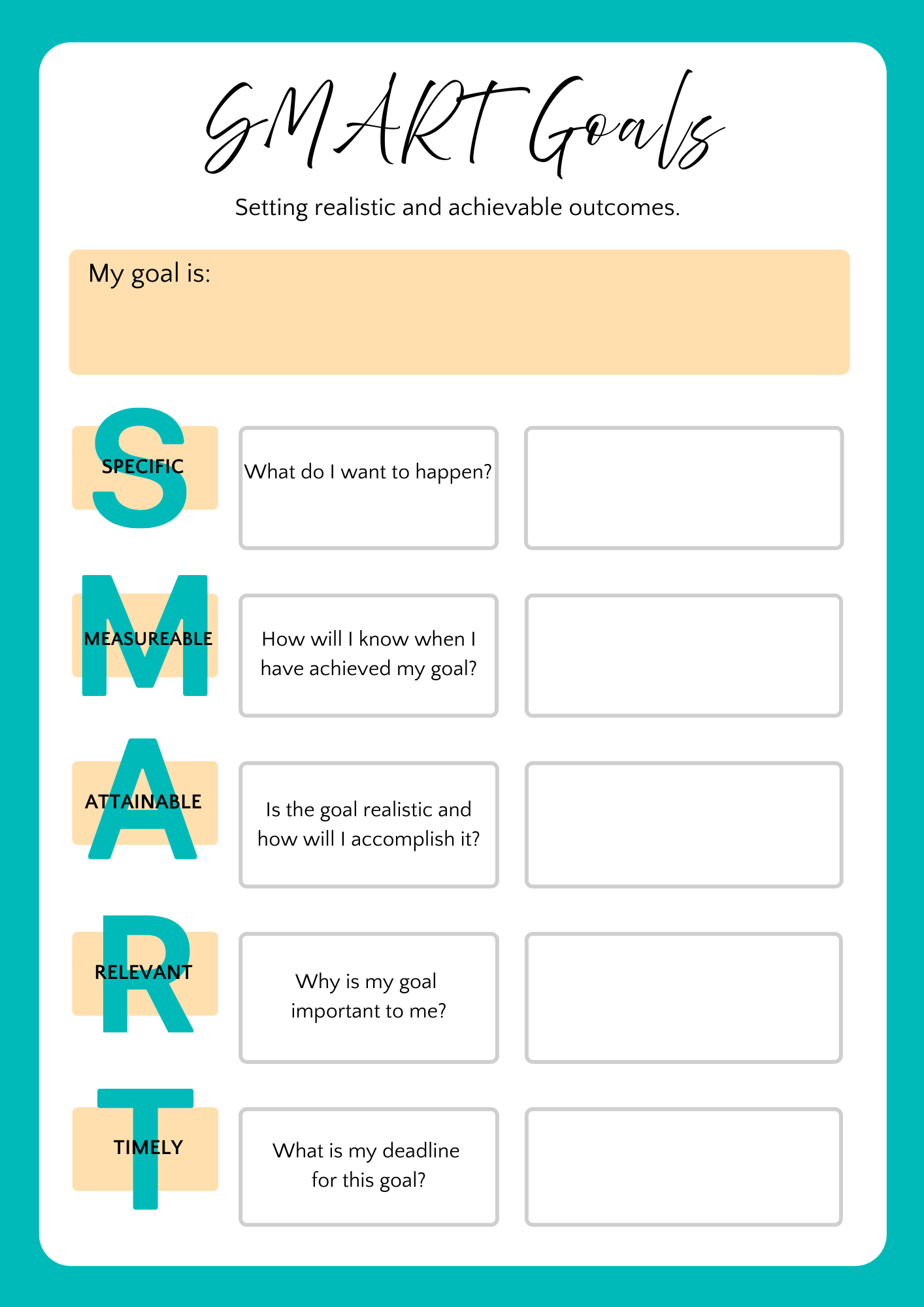 Setting intentions and SMART GOALS