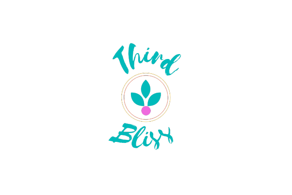 A logo of Third Bliss with flower shaped logo inside two circles.